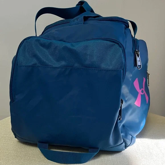 Under Armour Undeniable 4.0 Duffle Gym Dance Travel Bag Blue/Pink - Picture 6 of 14
